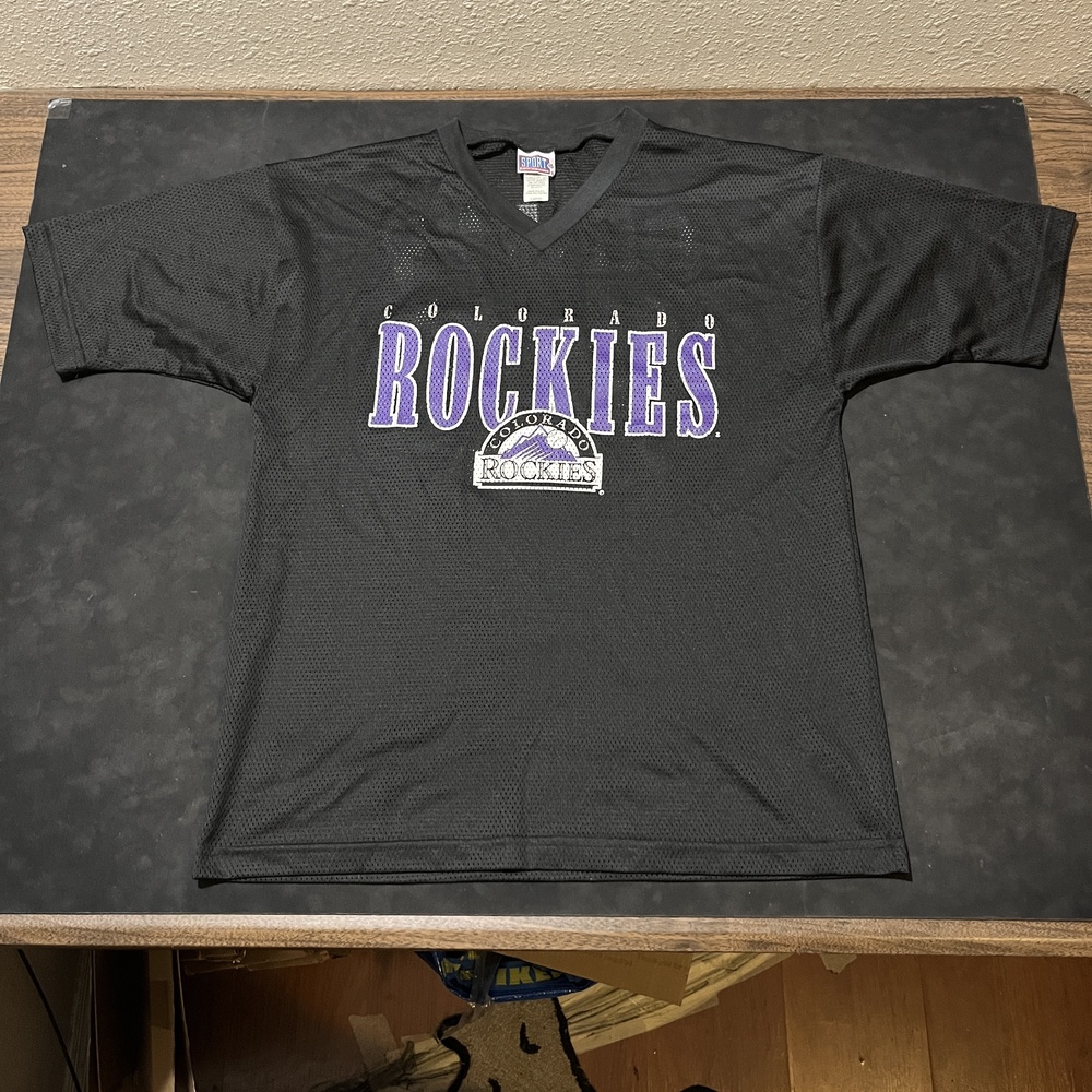 Vintage Colorado Rockies Shirt Mens Large Black MLB Baseball Walker 33 1990s